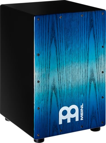 Meinl Percussion Headliner Cajon Instrument - Kompakte Trommelkiste mit zwei Snare-Teppichen - Holz, Schwarz/Blau (MCAJ100BK-PBF)