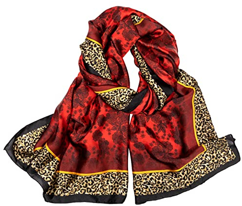Bestshe Silk Feeling Long Scarf Fashion Floral Large Scarf Satin Shawl Wraps for Women with Gift Packed