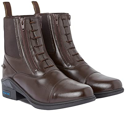 HORZE Kingston Jodphur - Botas de equitación con doble cremallera para mujer, marrón, 38 EU