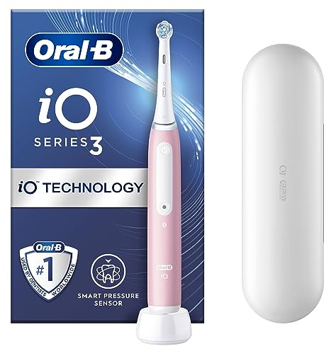 Oral-B iO3 Electric Toothbrushes Adults, 1 Toothbrush Head & Travel Case, 3 Modes with Teeth Whitening, 2 Pin EU Plug, Pink