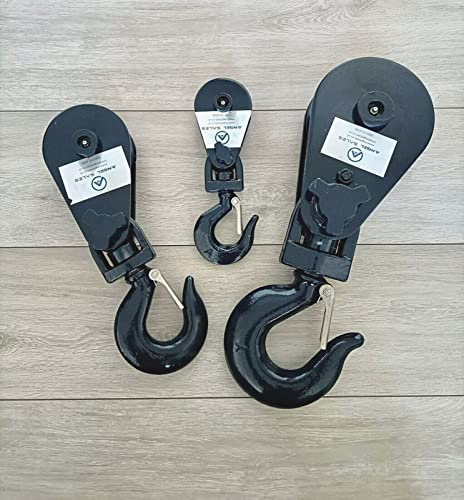 Snatch Block 2 4 & 8 Ton with Hook Heavy Duty Lifting Winch Recovery Pulley for Rollback Wrecker Car Black