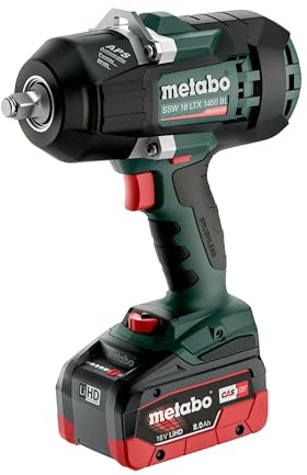 metabo Akku-Schlagschrauber SSW 18 LTX 1450 BL - 18 V, 1450 Nm Drehmoment - Bürstenloser Motor, leistungsstark und langlebig - Inkl. 2 x LiHD Akkupack 8.0 Ah LiHD, Ladegerät ASC 145 und metaBOX 145 L
