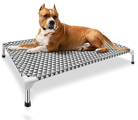 Kuntrust Outdoor Raised Dog Bed - Portable Raised Pet Bed