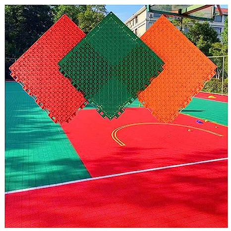 Tapis Caillebotis en Caoutchouc Terrain de Basket Carreaux de Sol modulaires à emboîtement en PP, terrasse Piscine Cour Cuisine sous-sols Salles de Sport Garage Carreaux de revêtement de Sol (Color :
