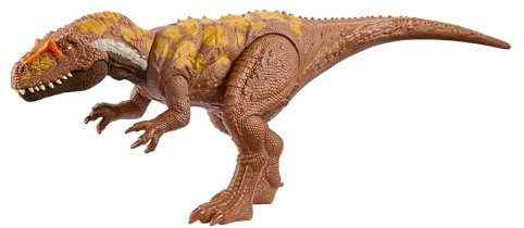 Mattel Jurassic World Wild Roar Megalosaurus Dinosaur Figure with Continuing Roar Sound & Attack Action, Posable Physical Toy & Digital Play, HTK73