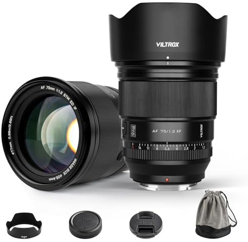 VILTROX 75mm F1.2 Pro APS-C Prime Autofocus Lens for Fuji X Mount Cameras Standard Camera Lenses Compatible with Fujifilm X-T5,X-H2S,X-S10,X-T30 II,X-T20,X-T10,X-T4,X-T3,X-T2,X-PRO3,and X-M1