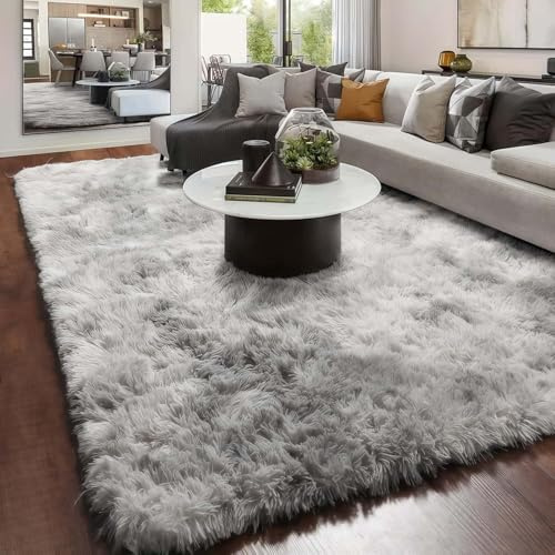 linyingdian Hochflor Teppich wohnzimmerteppich Langflor - Teppiche für Wohnzimmer flauschig Shaggy Schlafzimmer Bettvorleger Outdoor Carpet. (Hellgrau, 160x230cm)