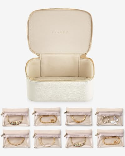 Vlando Schmuck-Aufbewahrungstasche, PU-Leder-Schmuckschatulle für Reisen, 8 Stück, Claer Samt-Schmuckbeutel, Valentinstag, Hochzeit, Weihnachten, Geburtstagsgeschenk für Mädchen und Frauen. Größe M,