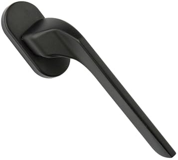 Gedotec Metall Fenstergriff Schwarz matt | Fensterolive auf Oval-Rosette | RECHTS | Drehkipp-Rasterolive ohne Schließzylinder | 1 Stück | Fensterbeschlag für Fenster inkl. Befestigungsmaterial