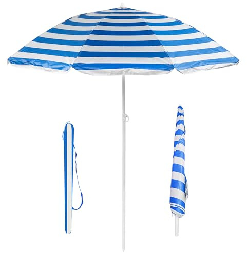 Crystals 1.7m Garden Parasol Outdoor Tilt Umbrella, Parasol UV Canopy Patio Sun Shade Umbrella for Garden (Blue)