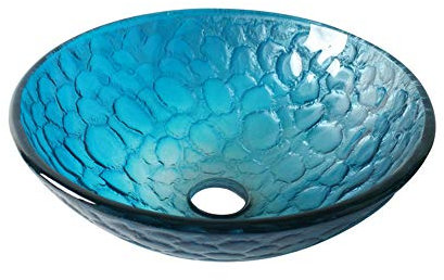 Blaues Steinmuster, rundes Badezimmer-Waschbecken aus gehärtetem Glas, Aufsatzinstallation, künstlerische Waschtische, Glas-Waschbecken mit Pop-Up-Ablauf, Wasserfall-Wasserhahn (Einzelwaschbecken)