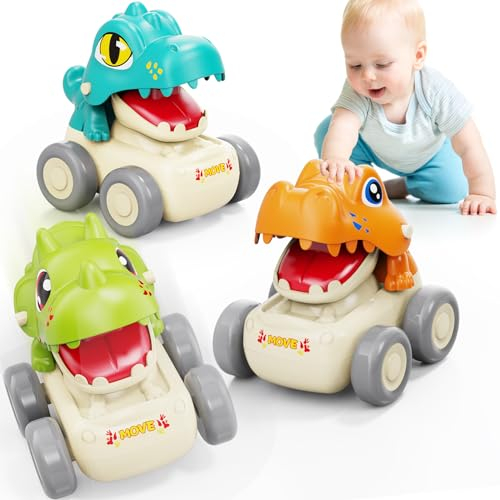 MOONTOY Coches de Juguetes para Niños 1 Años, 3 Piezas Press and Go Coches Juguete para Niños Pequeños de 1 2 3 Años, Animales Coche Juguete Bebe 1 año Gran Regalo de para Niños y Niñas 12 18 24 Meses