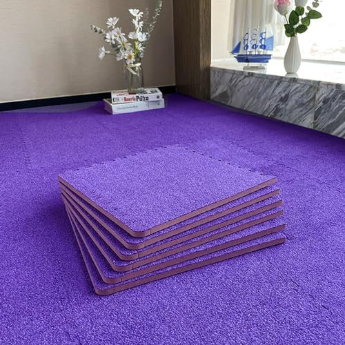 60 Stück Ineinander Greifende Teppichfliesen, Schaumstoff-Bodenmatte, Leicht Zu Reinigen, Zum Schutz des Bodens, Mehrzweck-Spielmatte, Wohnzimmer, Schlafzimmer, 12 X 12 Zoll (Lila)
