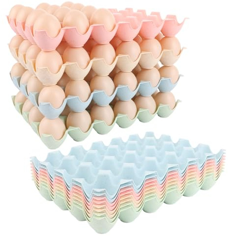 ZOFUN 12 Stück Eier Behälter, Eierbehälter aus Kunststoff, Eier Aufbewahrungsbo, Eierhalter für kühlschrank 24 Eier, Eier Aufbewahrungsbox für Küche, Kühlschrank(4 Farben)