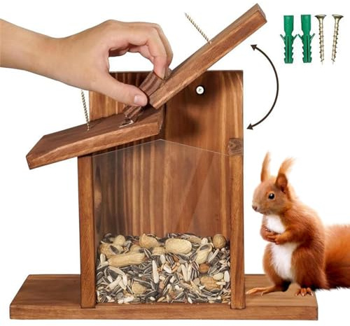 Eichhörnchenhaus, Futterstation für Eichhörnchen mit abnehmbarem Dach, langlebiges Futterhaus, Eichhörnchenhaus für den Außenbereich, für einfaches Befüllen