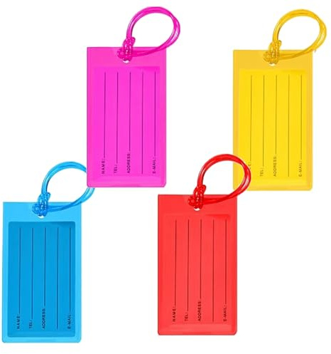 Fizzix Durable Leather Luggage Tags Set of 4 Travel Bag Fashionable