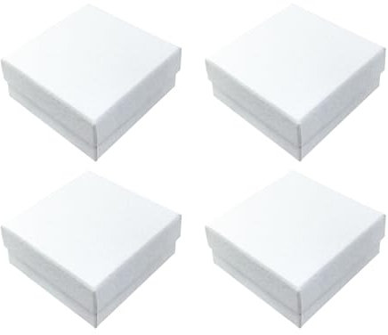 TTQiAnJ 4 Pezzi Cartone Scatola di Gioielli,9 x 9 x 3 cm Scatola Regalo di Gioielli,in Cartone con Spugna per Collana Bracciali Anello Orecchin,Bianco