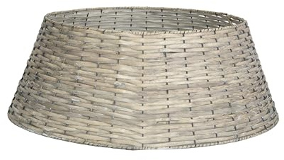 Wickerfield 21 x 60cm Foldable Christmas Tree Skirt, Christmas Tree Base Cover, Wicker Xmas Tree Basket, Collapsible Rattan Collar for 5ft / 6ft / 7ft Tree (3-Panel, Wicker)