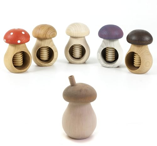 Holzfee Nussknacker Pilz Set 5 Nussknackerpilz + 1 Räucherpilz Buchenholz