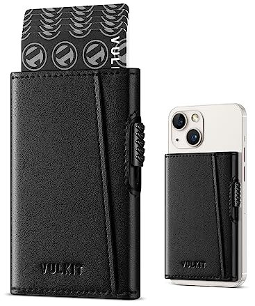 VULKIT Magnetic Wallet Card Holder Adhesive Phone Card Holders Magsafe Slim Leather Pop Up Case NFC/RFID Blocking, Compatible with iPhone 16/15/14/13/12 Series