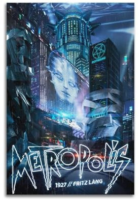 LERIAENHD Metropolis-Poster, Wandkunst, Leinwand, Vintage-Poster, dekoratives Gemälde für Wohnzimmer, Schlafzimmer, elegantes ästhetisches Poster, 30 x 45 cm, ungerahmter Stil