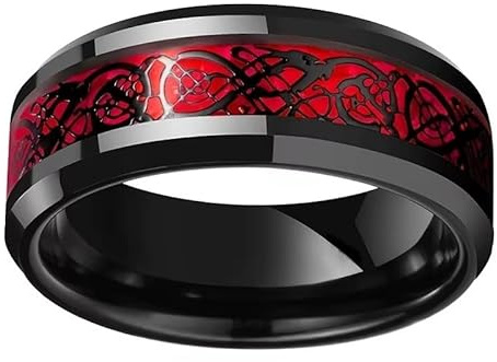 Genérico Anillos de Pareja con Diseño de Corazón y Dragón Celta - Acero Inoxidable, Ajustables, Ideales para San Valentín, Aniversario o Regalo Romántico para Hombre y Mujer (Hombre, 13)