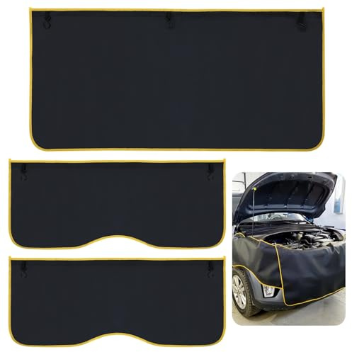 3 PCS Fender Front Covers for Mechanics,Automotive Fender Covers, Microfiber Leather Car Fender Protector Mats