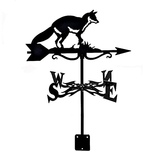 Metal Weather Vane Animals Silhouette Weathervane for Garden ​Creative Retro Design Wind Direction Indicator for Garden Patio Yard Decoion-Fox