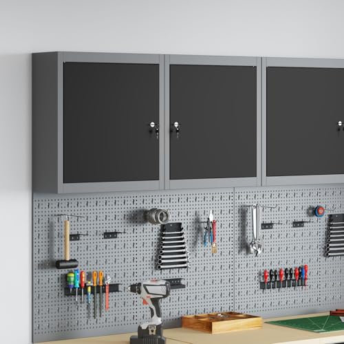 Homgoday Gabinete de Herramientas, Armario Taller Almacenaje Herramientas Garaje Banco Trabajo Gabinete de Herramientas montado en la Pared Negro 50x20x55 cm Acero
