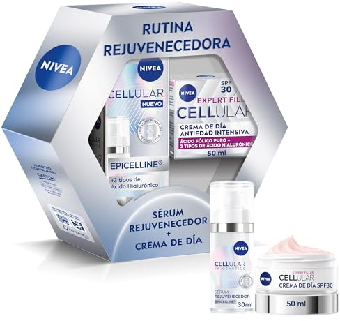 NIVEA Pack Cellular Epigenetics Cuidado facial Antiedad - Serum Facial Rejuvenecedor con Epicelline 30ml + Crema de Día FP30 - Revierte la Edad de la Piel