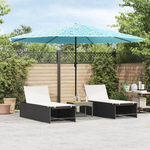 Parasol de Jardin Extérieur, Parasol Terrasse avec Mât en Acier Bleu, Toit 8 Couches, Mécanisme à Manivelle, Anti-Vent, Protection UV, Polyester Résistant, Dimensions 388 x 388 x 248 cm