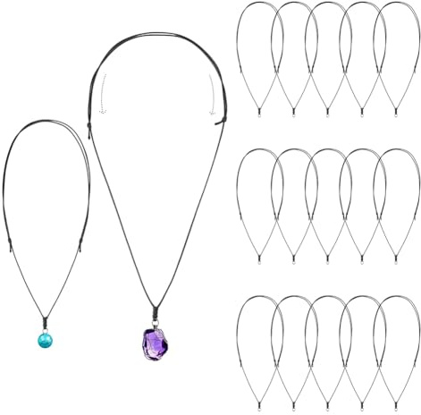 DICOSMETIC 20 Stück Seil Halskette Schnüre Verstellbare Halsketten Schnur Schwarz Doppelt Geknotetes Band Gewachstes Band Seil Kette Choker Mit Metallring Für Frauen Männer Schmuckherstellung
