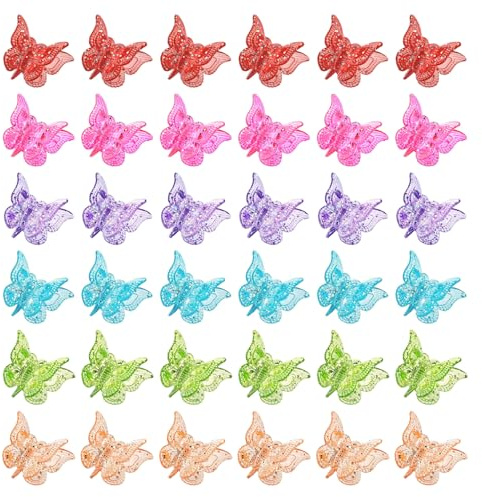 SYEYCW 60 Piezas Clips de Pelo Mariposa Brillantes, Mini Pinzas para el Pelo de Mariposa para Niñas, Pasadores de Pelo Pequeños, Bonitas Mini Espirales para el Pelo, para Mujeres y Niñas