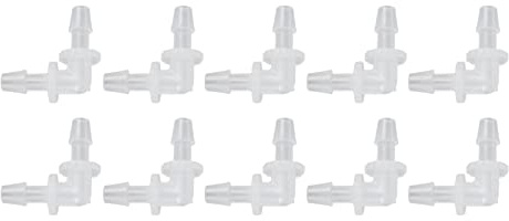 Conjunión de manguera de codo de 10 piezas de 10 piezas Adaptador L de conector L Forma de plástico de igual diámetro para tubos de silicona de la bomba (4.8 mm)
