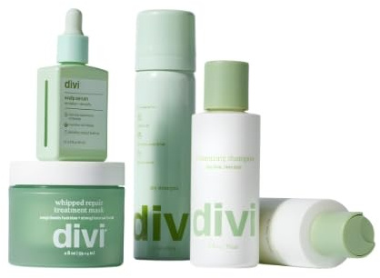 Divi Volumizing Hair Care Discovery Kit, Includes Travel Size Shampoo, Conditioner, 15ml Scalp Serum, Dry Shampoo, Whipped Mask, for Fine and Thinning Hair, Adds Volume, Lift, and Bounce, 5 Piece Set