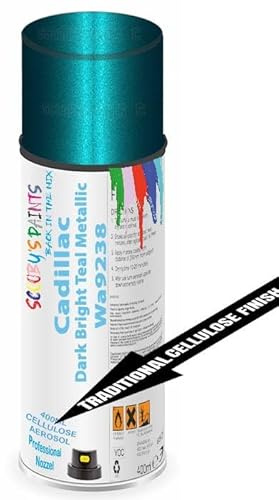 Aerosol Spray Paint Compatible with Cadillac Dark Bright Teal Metallic Wa9238 Available in Direct Gloss, Cellulose or Basecoat (Cellulose Aerosol)