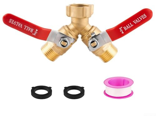 HEBEOT 2 Way Brass Garden Hose Splitter Long Handle Y Valve 3 4 Inch GHT Thread Heavy Duty Hose Connector High Flow Water Hose Adapter with Independent Control Valves for Efficient Y