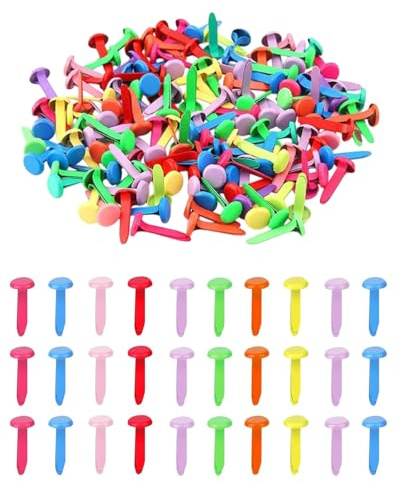 WINXMIN 100 Stück Mini Brads Musterbeutelklammern Musterklammern Metall Rundkopfklammern Scrapbooking Brads Musterklammern Für Schule Büro Papier Briefklammern Basteln Handwerk DIY(Farbe)