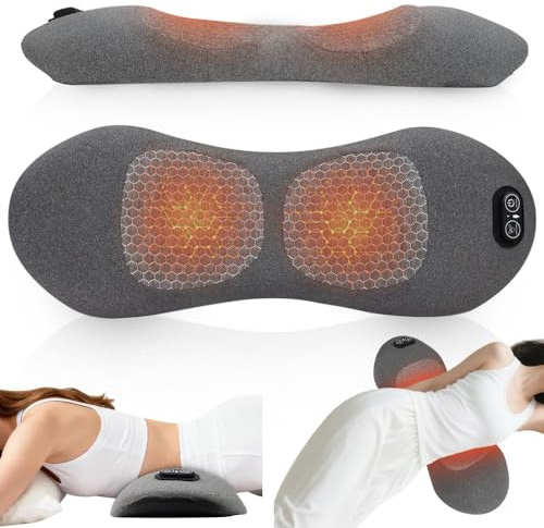 BIZOI Masajeador de Espalda 3 en 1 con Calor, Tracción y Vibración, Masajeador Lumbar, Soporte Lumbar Ergonómico, Masajeador de Ciática para Cuello, Hombros, Espalda, Cintura