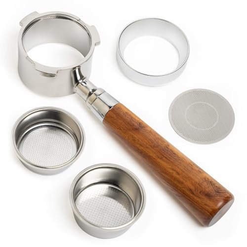 PROAX® Portafiltro sin fondo 51mm Naked | Compatible De'Longhi Dedica EC680, EC685, EC885 | 2 Filtros, Filtro Distribuidor y Embudo Dosificador (oreja 5.5mm)