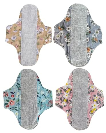 Återanvändbara menstruationsdynor, för avfallsreduktion, 18 cm, ren bomull tvättbara underkläder, tygmenstruationsfoder, läckageförsvar, för daglig användning, sömn, resor, arbete