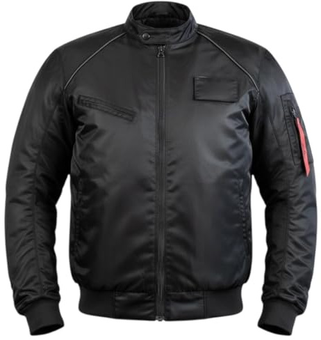 MDM Motorrad Bomberjacke Herren mit Protektoren – Motorradjacke im Flight Jacket Style, Schulter-, Ellenbogen- & Rückenprotektor, Belüftung, Bikerjacke Schwarz (DE/NL/SE/PL, Alphanumerisch, 5XL)