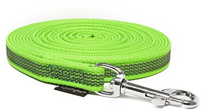 Mystique® Gummierte Schleppleine 12mm ohne Handschlaufe Standard Karabiner neon grün 10m
