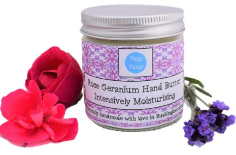 Rose Geranium Hand Butter, Hand Cream, Hand Salve. Intensively moisturising. Vegan. By Fizzy Fuzzy.