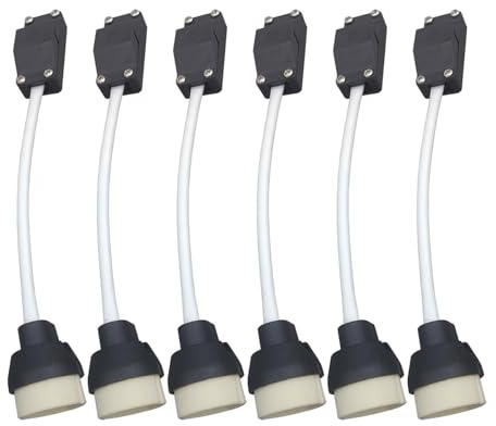 6 Stück GU10 Lampenfassungen Keramik Sockel mit Kabel und Anschlussbox | JaneYi GU10 Lampensockel Anschluss mit Isolierhülse und Geschlossener Anschlussbox für Halogenlampen und LED-Spotleuchten