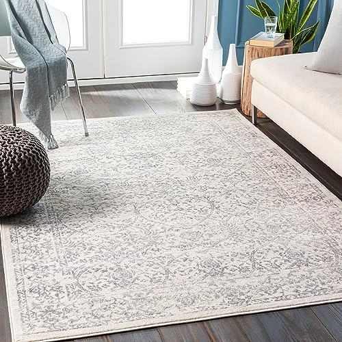 Livabliss Palermo Alfombra Vintage Oriental - Alfombra Salon, Habitacion, Pasillo o Dormitorio, Estilo Tradicional Bohemio, Natural, Facil de Limpiar, Alfombras Grande 160x216cm, Marfil y Gris