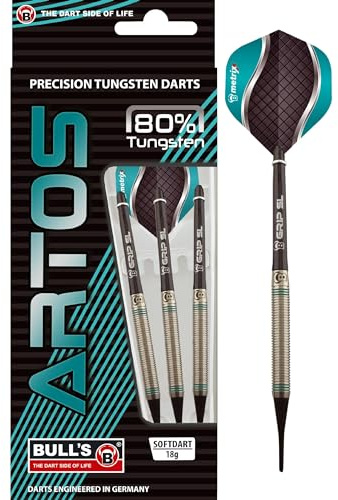 Bull's Unisex – Vuxen Artos AR1 Softdart dartpilar, färg IG silver, 20 g