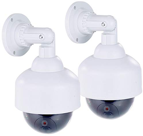 VisorTech Video-Kamera-Attrappen: 2er-Set Dome-Überwachungskamera-Attrappen, durchsichtige Kuppel (Dummy Überwachungskameras außen, Videoüberwachung Attrappe, Alarmanlage)