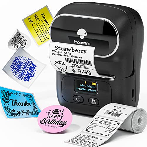 Phomemo M110 Label Printer, Bluetooth Wireless Portable Sticker Label Maker Machine for address, Barcode, Logo, label Maker Machine Compatible with Android & iOS Phone,Black