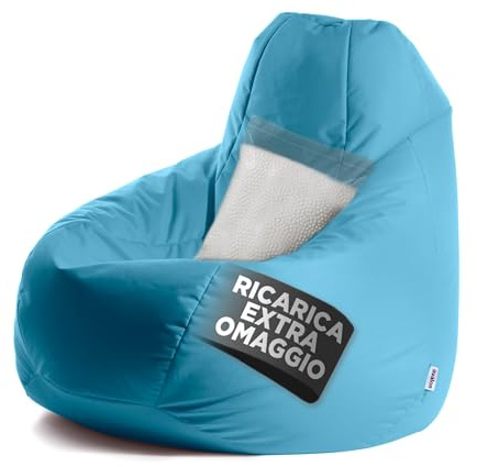 Avalon - Puff Poltrona Sacco XXL Jive Deluxe Sfoderabile, Pouf Sacco di Qualità Sartoriale, Bean Bag per Sedersi Ergonomico, Tessuto Antistrappo Impermeabile, Made in Italy(95x135cm-Petrol)